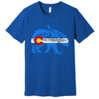 Colorado Flag Design Mountains And Bear Landscape Graphic Gift Premium T-Shirt