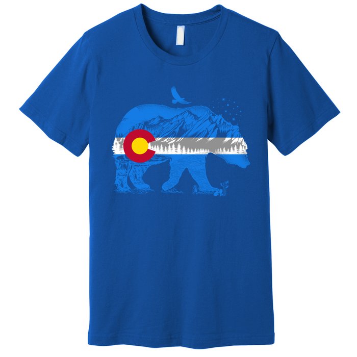 Colorado Flag Design Mountains And Bear Landscape Graphic Gift Premium T-Shirt