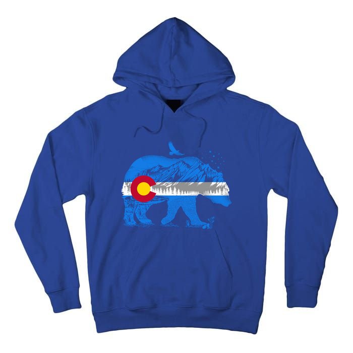 Colorado Flag Design Mountains And Bear Landscape Graphic Gift Tall Hoodie