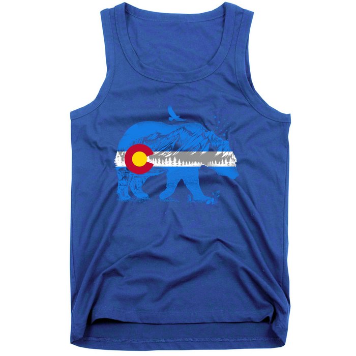 Colorado Flag Design Mountains And Bear Landscape Graphic Gift Tank Top