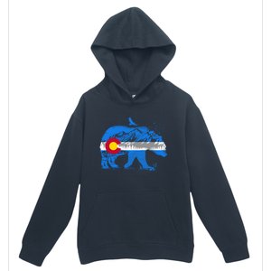 Colorado Flag Design Mountains And Bear Landscape Graphic Gift Urban Pullover Hoodie