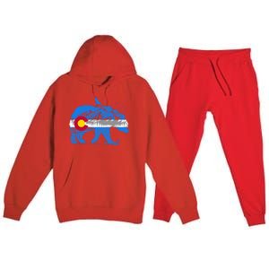 Colorado Flag Design Mountains And Bear Landscape Graphic Gift Premium Hooded Sweatsuit Set