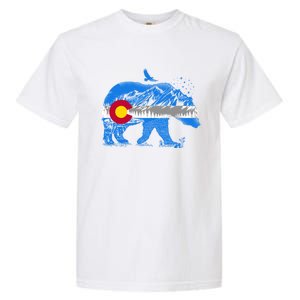 Colorado Flag Design Mountains And Bear Landscape Graphic Gift Garment-Dyed Heavyweight T-Shirt