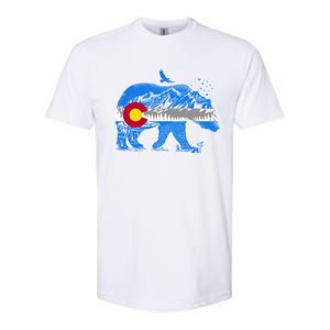 Colorado Flag Design Mountains And Bear Landscape Graphic Gift Softstyle CVC T-Shirt