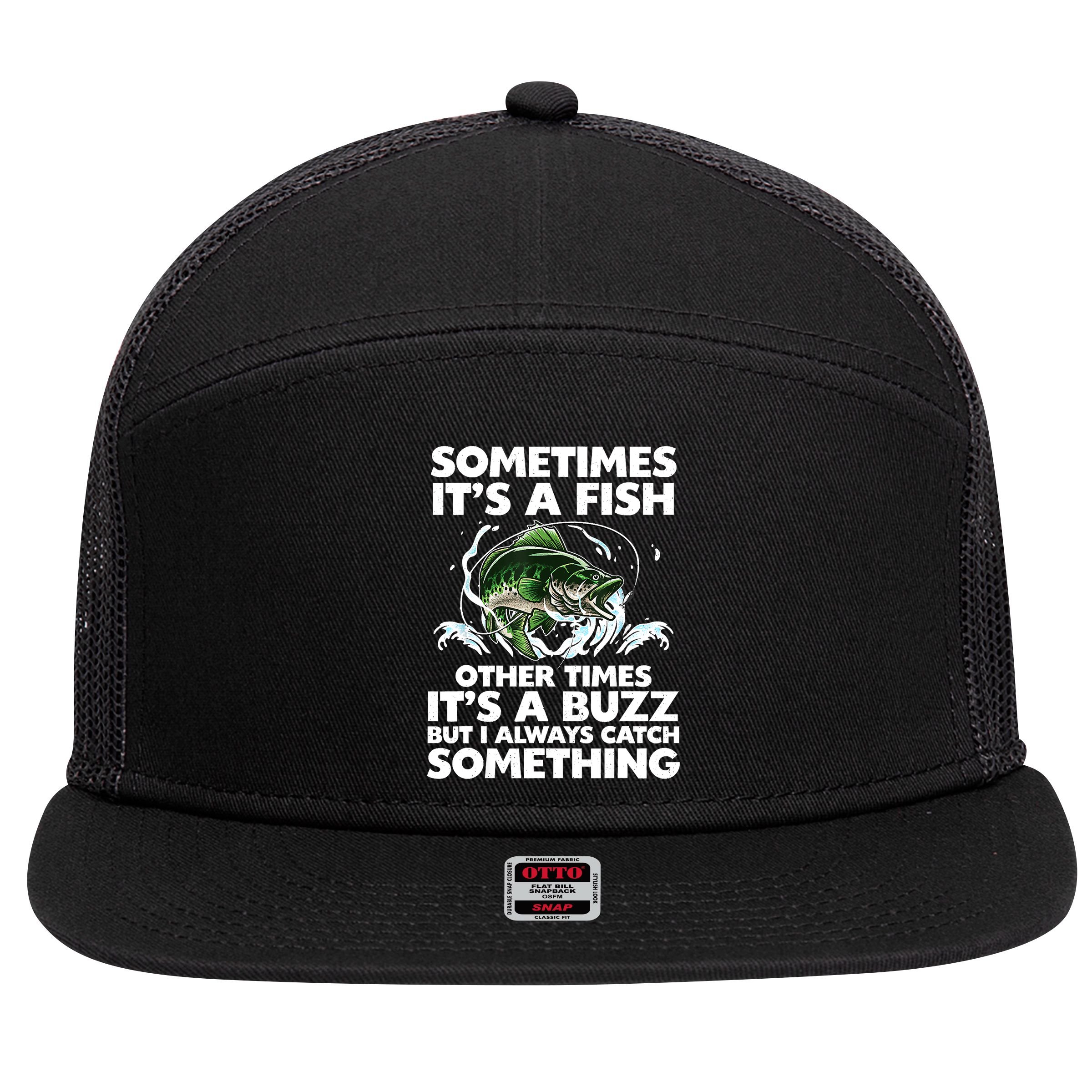 Cool Fishing Design Fishing Rod Fish Fisherman 7 Panel Mesh Trucker Snapback Hat