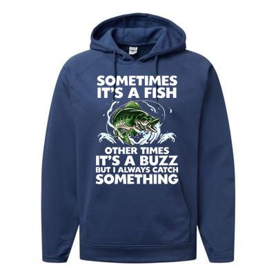 Cool Fishing Design Fishing Rod Fish Fisherman Performance Fleece Hoodie