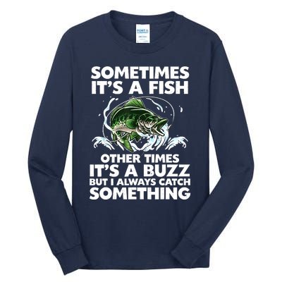 Cool Fishing Design Fishing Rod Fish Fisherman Tall Long Sleeve T-Shirt