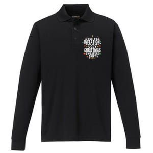 Christmas Funny Due To Inflation This Is My Ugly Funny Performance Long Sleeve Polo