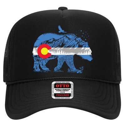 Colorado Flag Design Mountains And Bear Landscape Graphic Trucker Hat