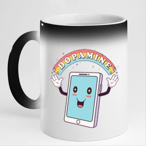 Cute Funny Dopamine Cellphone 11oz Black Color Changing Mug