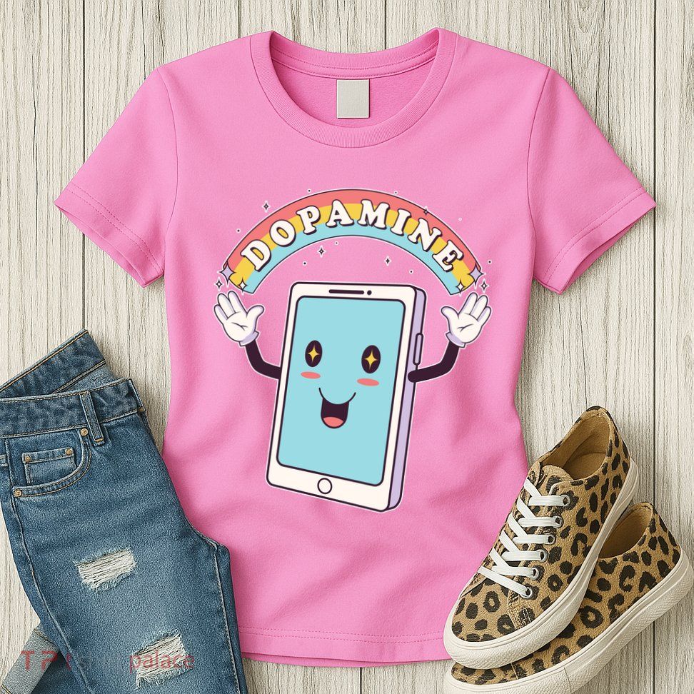 Cute Funny Dopamine Cellphone Womens T-Shirt