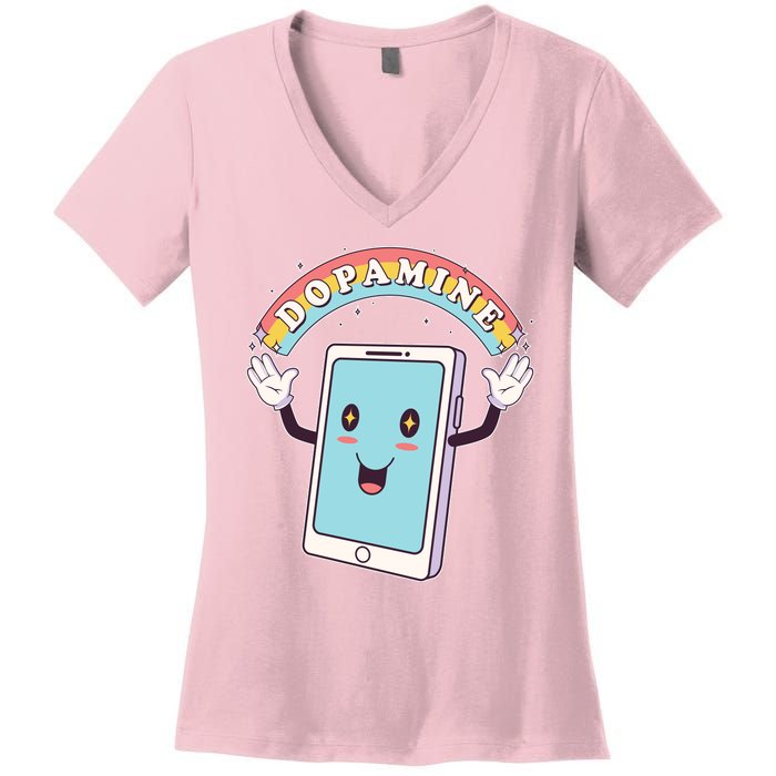 Cute Funny Dopamine Cellphone Women's V-Neck T-Shirt