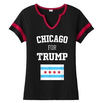 Chicago For Donald Trump SupporterS Design Ladies Halftime Notch Neck Tee