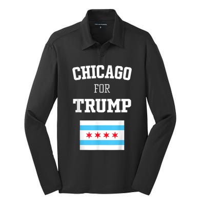 Chicago For Donald Trump SupporterS Design Silk Touch Performance Long Sleeve Polo