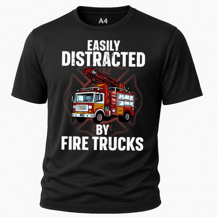 Cute Firefighter Design For Fireman Fire Truck Cooling Performance Crew T-Shirt