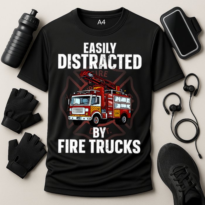 Cute Firefighter Design For Fireman Fire Truck Cooling Performance Crew T-Shirt