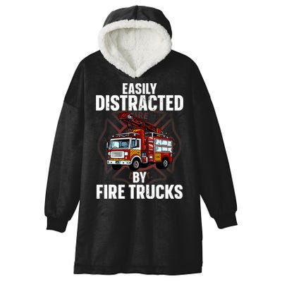 Cute Firefighter Design For Fireman Fire Truck Hooded Wearable Blanket