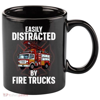 Cute Firefighter Design For Fireman Fire Truck 11oz C Handle Ceramic Mug
