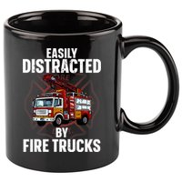 Cute Firefighter Design For Fireman Fire Truck 11oz C Handle Ceramic Mug