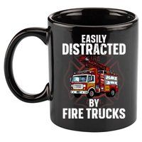Cute Firefighter Design For Fireman Fire Truck 11oz C Handle Ceramic Mug