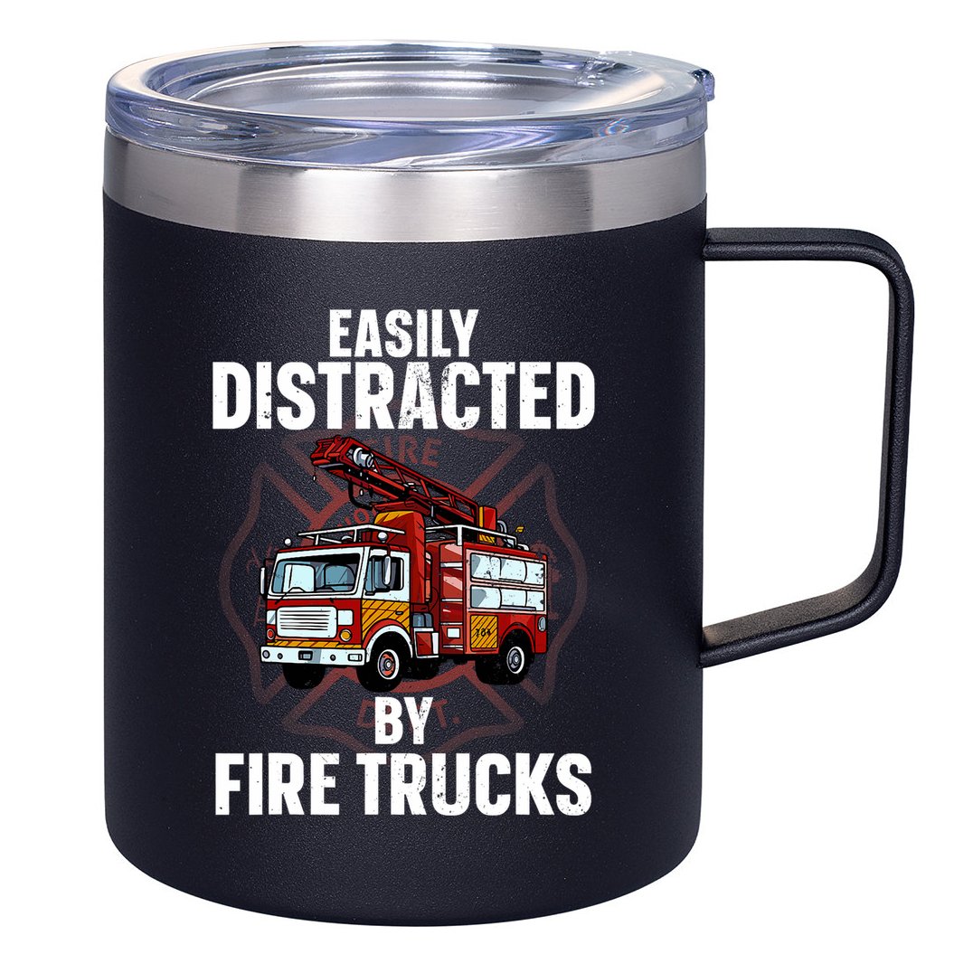 Cute Firefighter Design For Fireman Fire Truck 12oz Stainless Steel Coffee Mug