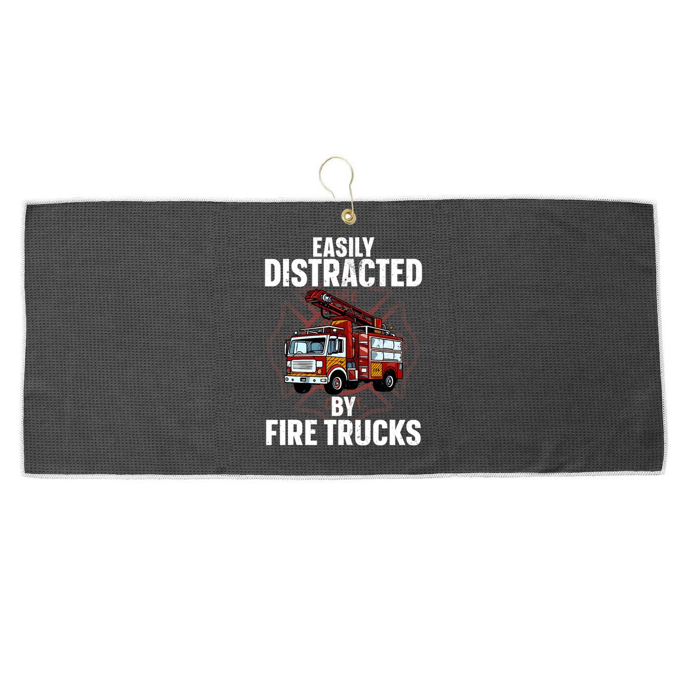 Cute Firefighter Design For Fireman Fire Truck Large Microfiber Waffle Golf Towel