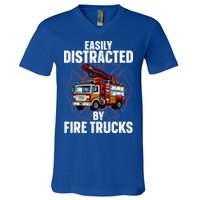 Cute Firefighter Design For Fireman Fire Truck V-Neck T-Shirt