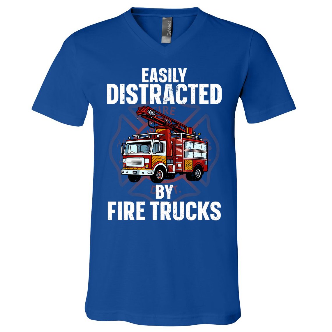 Cute Firefighter Design For Fireman Fire Truck V-Neck T-Shirt