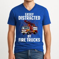 Cute Firefighter Design For Fireman Fire Truck V-Neck T-Shirt