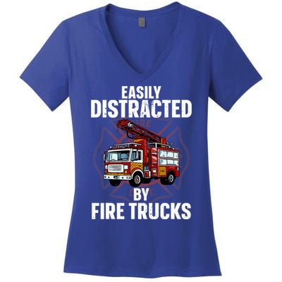 Cute Firefighter Design For Fireman Fire Truck Women's V-Neck T-Shirt