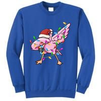 Cute Flamingo Dabbing Christmas Lights Xmas Santa Hat Gift Sweatshirt