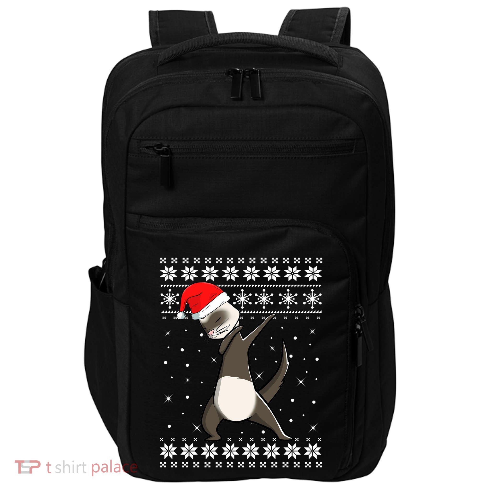 Cute Ferret Dabbing Dance Ugly Sweater Christmas Pajamas Gift Impact Tech Backpack