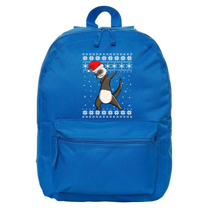 Cute Ferret Dabbing Dance Ugly Sweater Christmas Pajamas Gift 16 in Basic Backpack