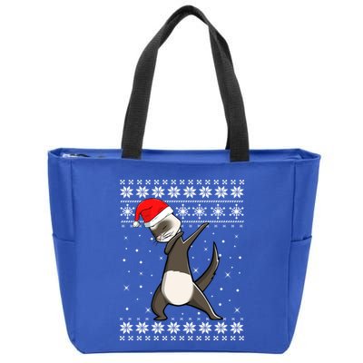 Cute Ferret Dabbing Dance Ugly Sweater Christmas Pajamas Gift Zip Tote Bag