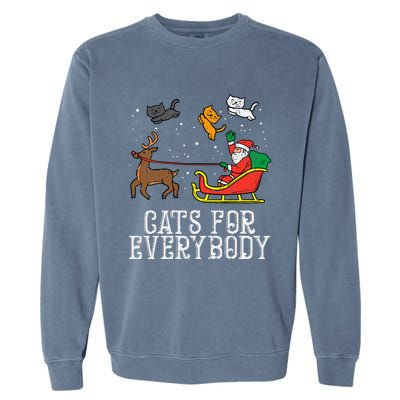 Cats For Everybody Christmas Cat Funny Xmas Santa Garment-Dyed Sweatshirt