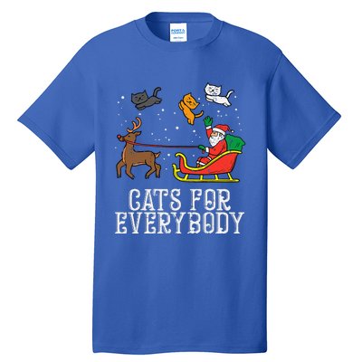 Cats For Everybody Christmas Cat Funny Xmas Santa Tall T-Shirt