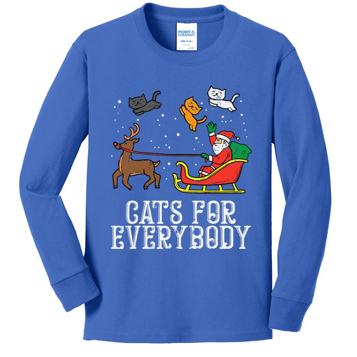 Cats For Everybody Christmas Cat Funny Xmas Santa Kids Long Sleeve Shirt