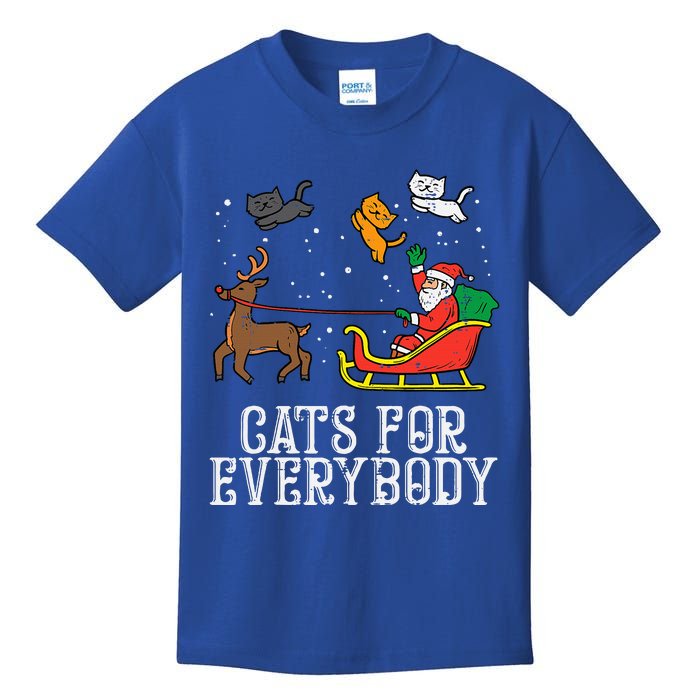 Cats For Everybody Christmas Cat Funny Xmas Santa Kids T-Shirt