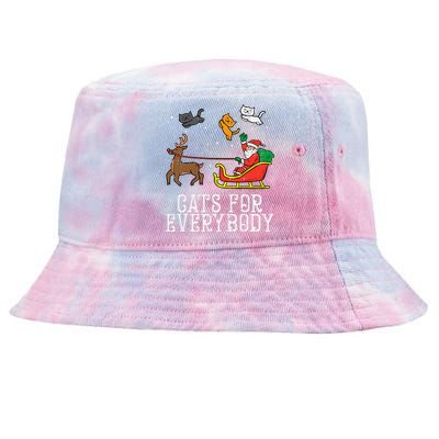 Cats For Everybody Christmas Cat Funny Xmas Santa Tie-Dyed Bucket Hat