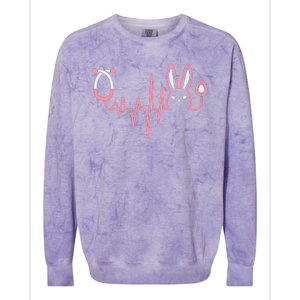 Cute Funny Easter Bunny Heart Beat Stethoscope Colorblast Crewneck Sweatshirt