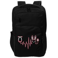 Cute Funny Easter Bunny Heart Beat Stethoscope Impact Tech Backpack