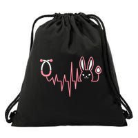 Cute Funny Easter Bunny Heart Beat Stethoscope Drawstring Bag