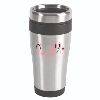 Cute Funny Easter Bunny Heart Beat Stethoscope 16oz Travel Tumbler