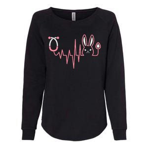 Cute Funny Easter Bunny Heart Beat Stethoscope Womens California Wash Sweatshirt