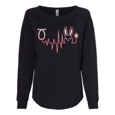 Cute Funny Easter Bunny Heart Beat Stethoscope Womens California Wash Sweatshirt