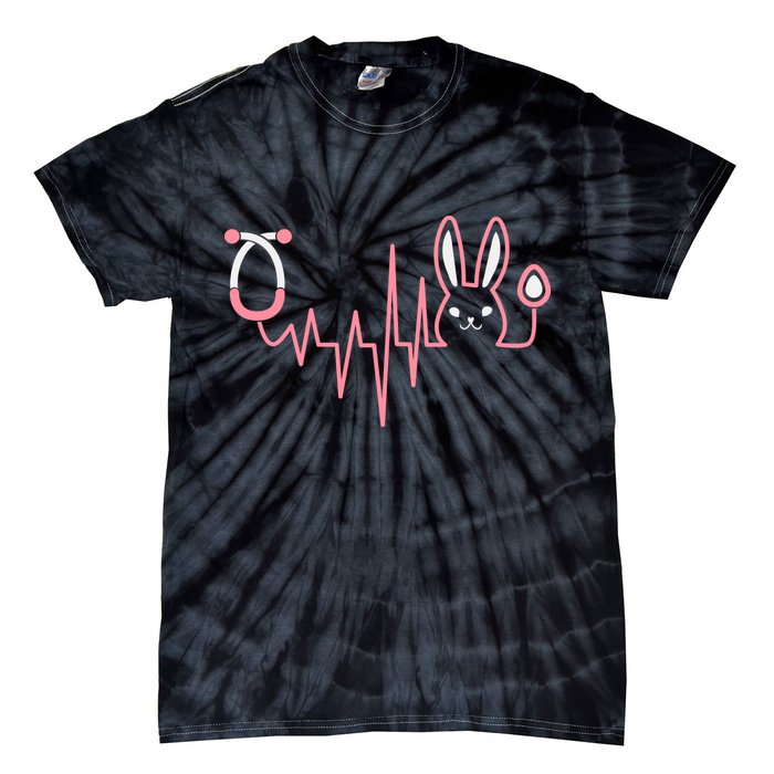 Cute Funny Easter Bunny Heart Beat Stethoscope Tie-Dye T-Shirt