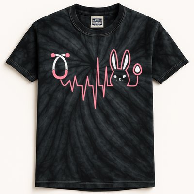 Cute Funny Easter Bunny Heart Beat Stethoscope Kids Tie-Dye T-Shirt