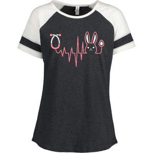 Cute Funny Easter Bunny Heart Beat Stethoscope Enza Ladies Jersey Colorblock Tee