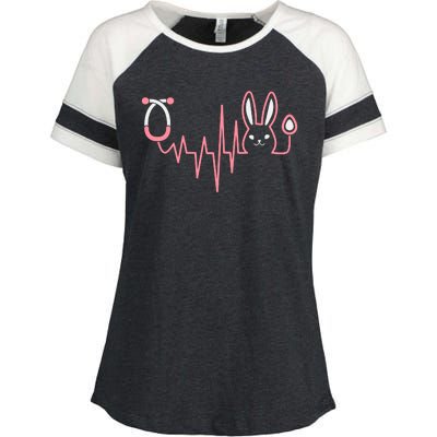 Cute Funny Easter Bunny Heart Beat Stethoscope Enza Ladies Jersey Colorblock Tee