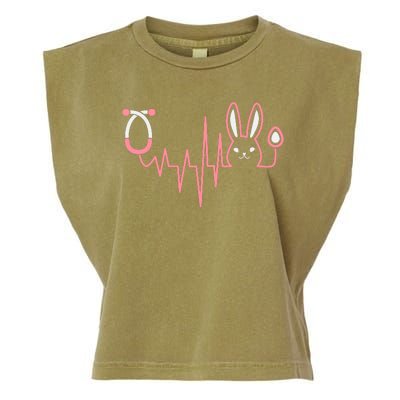 Cute Funny Easter Bunny Heart Beat Stethoscope Garment-Dyed Women's Muscle Tee